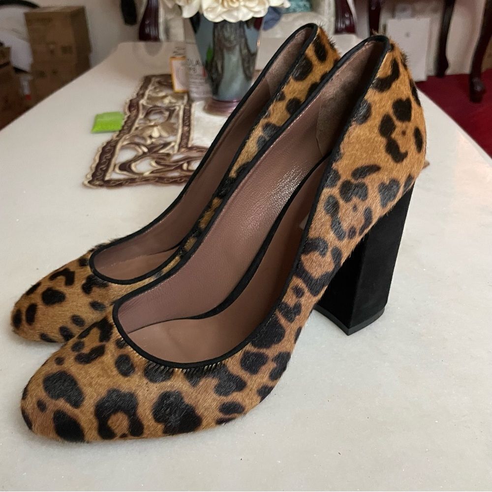 Tabitha Simmons Calf Hair Leopard Pumps- Size 37